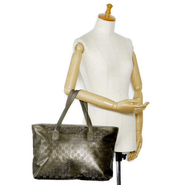 グッチ GGインプリメ トートバッグ ショルダーバッグ 211137 グレージュ PVC レザー レディース GUCCI 【中古】