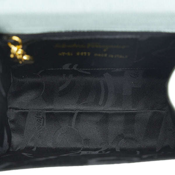 サルヴァトーレフェラガモ ヴァラ リボン ハンドバッグ ショルダーバッグ 2WAY AT-21 5677 エメラルドグリーン キャンバス レディース Salvatore Ferragamo 【中古】