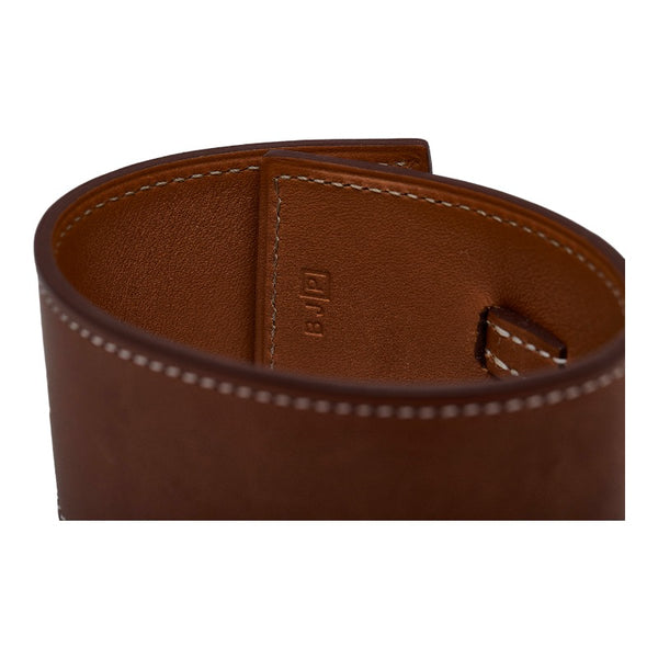 エルメス H金具 ステッチ バングル ブレスレット ブラウン シルバー レザー レディース HERMES 【中古】
