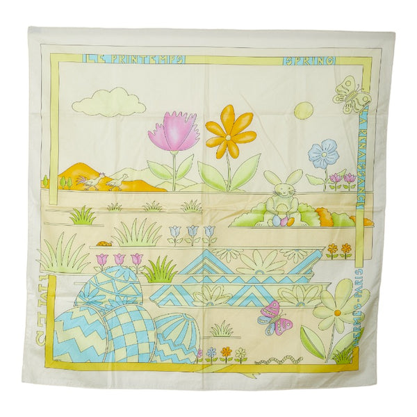 エルメス le printemp spring la renaissance スカーフ ホワイト マルチカラー シルク レディース HERMES 【中古】