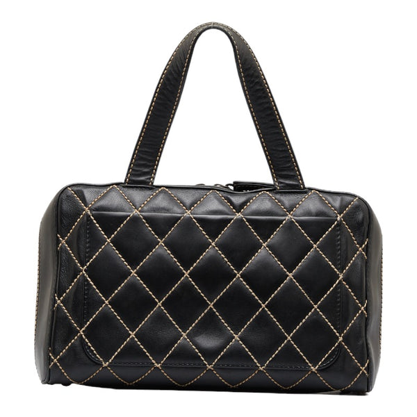 シャネル ワイルドステッチ ハンドバッグ ブラック レザー レディース CHANEL 【中古】