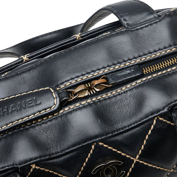 シャネル ワイルドステッチ ハンドバッグ ブラック レザー レディース CHANEL 【中古】