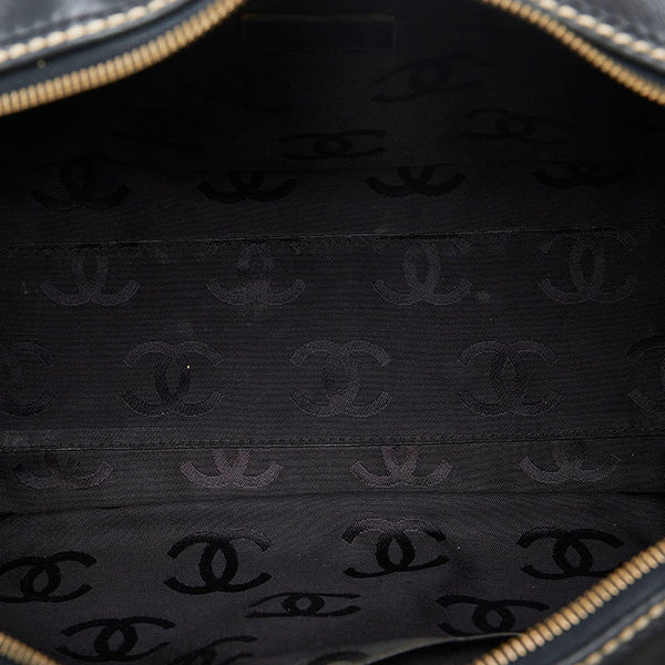 シャネル ワイルドステッチ ハンドバッグ ブラック レザー レディース CHANEL 【中古】