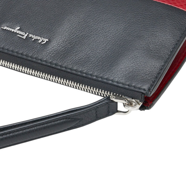 サルヴァトーレフェラガモ クラッチバッグ セカンドバッグ ブラック レッド レザー パイソン メンズ Salvatore Ferragamo 【中古】