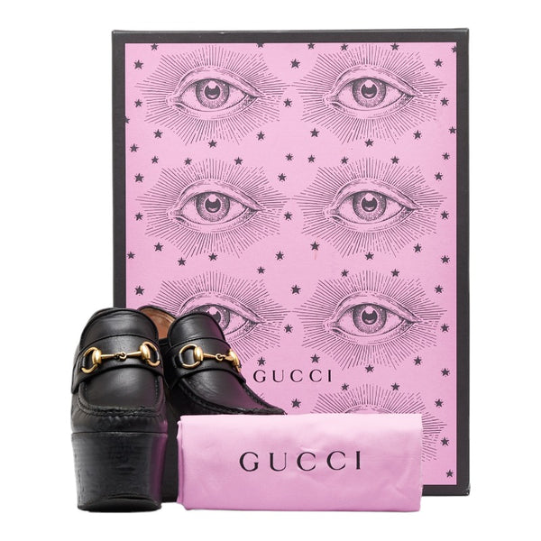 グッチ ホースビット プラットフォーム パール スタッズ パンプス 470970 ブラック レザー レディース GUCCI 【中古】