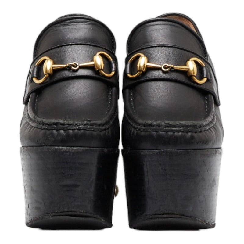 グッチ ホースビット プラットフォーム パール スタッズ パンプス 470970 ブラック レザー レディース GUCCI 【中古】