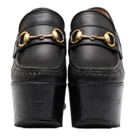 グッチ ホースビット プラットフォーム パール スタッズ パンプス 470970 ブラック レザー レディース GUCCI 【中古】