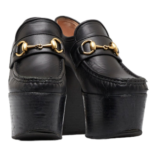 グッチ ホースビット プラットフォーム パール スタッズ パンプス 470970 ブラック レザー レディース GUCCI 【中古】