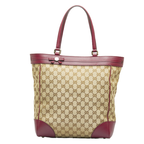 グッチ GGキャンバス リボン トートバッグ ショルダーバッグ 257062 ベージュ パープル キャンバス レザー レディース GUCCI 【中古】