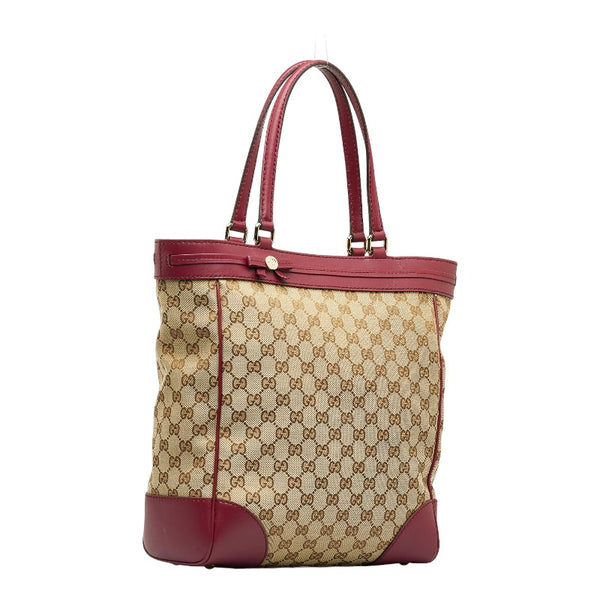 グッチ GGキャンバス リボン トートバッグ ショルダーバッグ 257062 ベージュ パープル キャンバス レザー レディース GUCCI 【中古】