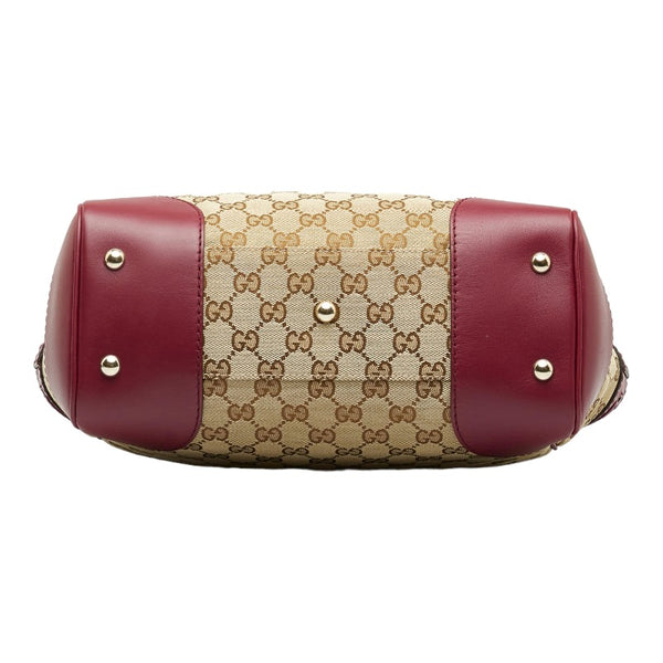 グッチ GGキャンバス リボン トートバッグ ショルダーバッグ 257062 ベージュ パープル キャンバス レザー レディース GUCCI 【中古】