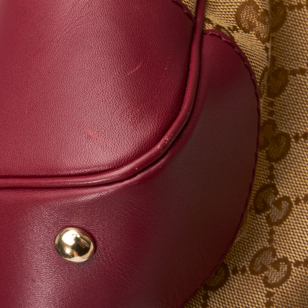 グッチ GGキャンバス リボン トートバッグ ショルダーバッグ 257062 ベージュ パープル キャンバス レザー レディース GUCCI 【中古】