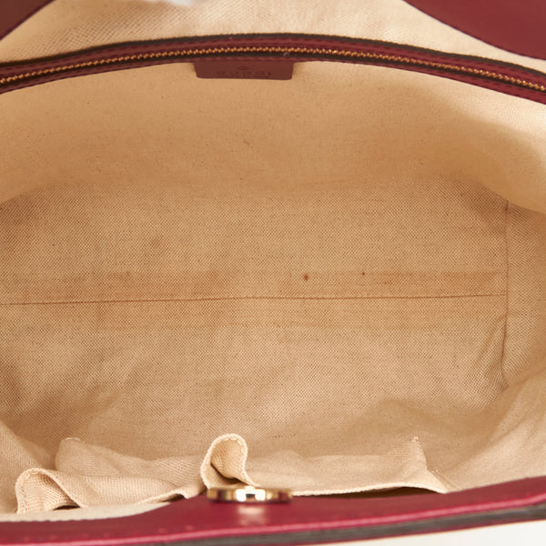 グッチ GGキャンバス リボン トートバッグ ショルダーバッグ 257062 ベージュ パープル キャンバス レザー レディース GUCCI 【中古】