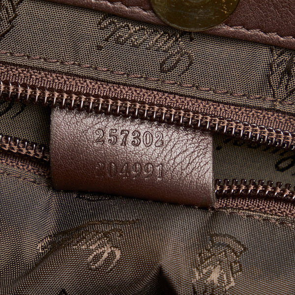 グッチ バンブー ハンドバッグ ショルダーバッグ 257302 ブラウン キャンバス レザー レディース GUCCI 【中古】