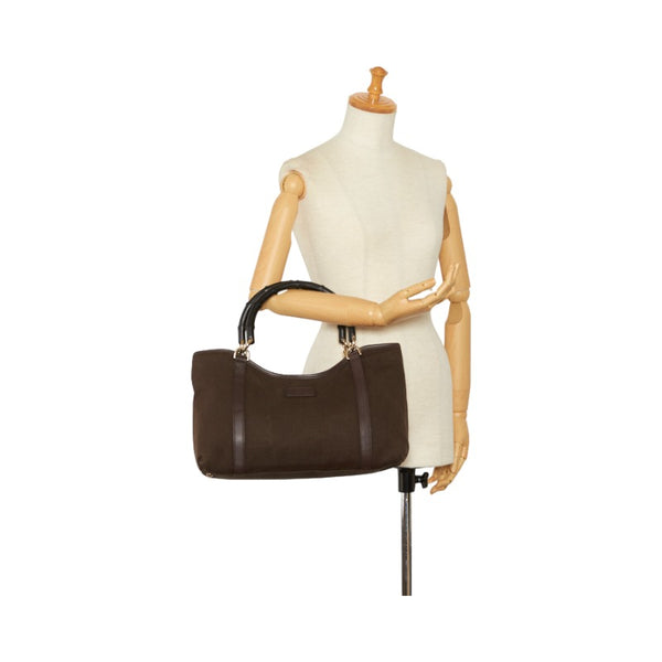 グッチ バンブー ハンドバッグ ショルダーバッグ 257302 ブラウン キャンバス レザー レディース GUCCI 【中古】