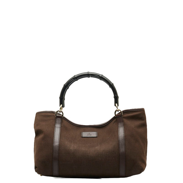 グッチ バンブー ハンドバッグ ショルダーバッグ 257302 ブラウン キャンバス レザー レディース GUCCI 【中古】