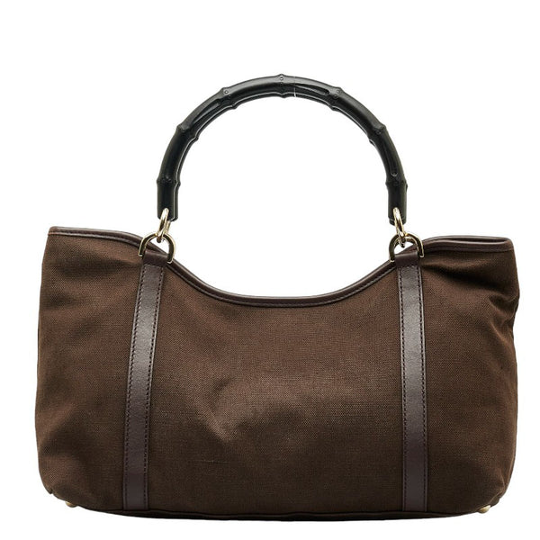 グッチ バンブー ハンドバッグ ショルダーバッグ 257302 ブラウン キャンバス レザー レディース GUCCI 【中古】
