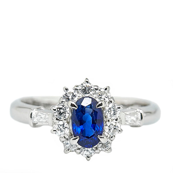 Pt900 プラチナ サファイア0.91ct ダイヤ0.532ct リング 指輪 レディース 15.5号 【中古】