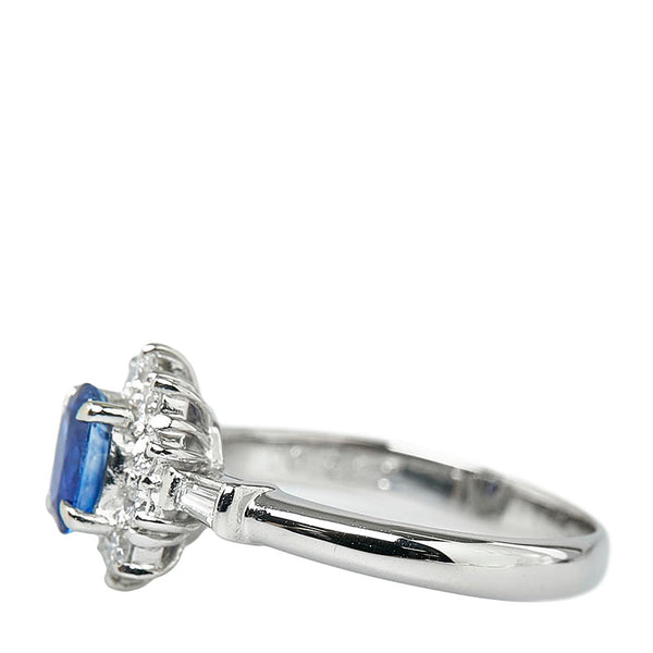 Pt900 プラチナ サファイア0.91ct ダイヤ0.532ct リング 指輪 レディース 15.5号 【中古】
