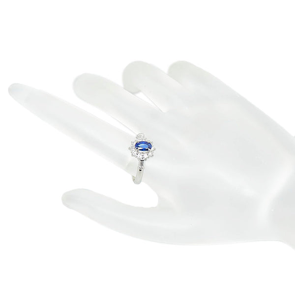 Pt900 プラチナ サファイア0.91ct ダイヤ0.532ct リング 指輪 レディース 15.5号 【中古】