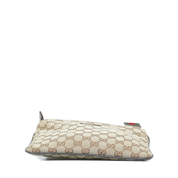 グッチ GGキャンバス シェリーライン 斜め掛け ショルダーバッグ 146309 ベージュ ブラウン キャンバス レザー レディース GUCCI 【中古】