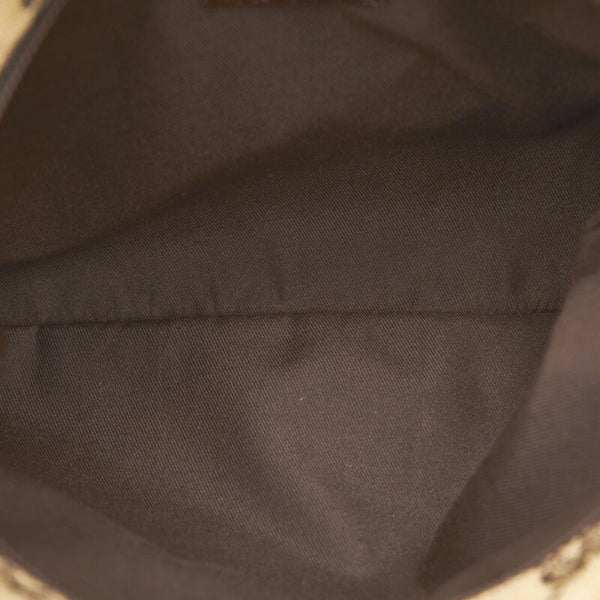 グッチ GGキャンバス シェリーライン 斜め掛け ショルダーバッグ 146309 ベージュ ブラウン キャンバス レザー レディース GUCCI 【中古】