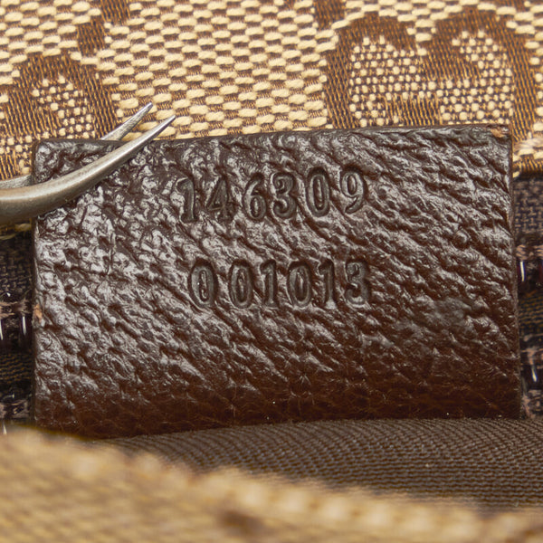 グッチ GGキャンバス シェリーライン 斜め掛け ショルダーバッグ 146309 ベージュ ブラウン キャンバス レザー レディース GUCCI 【中古】