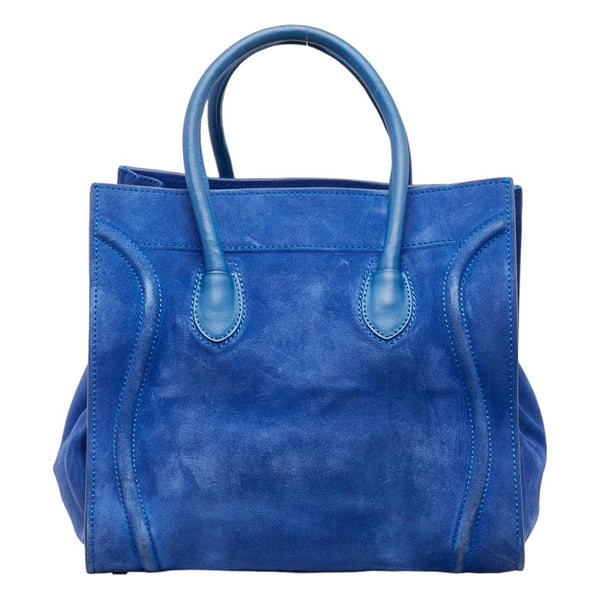 セリーヌ ラゲージ ファントム ハンドバッグ ブルー スウェード レザー レディース CELINE 【中古】