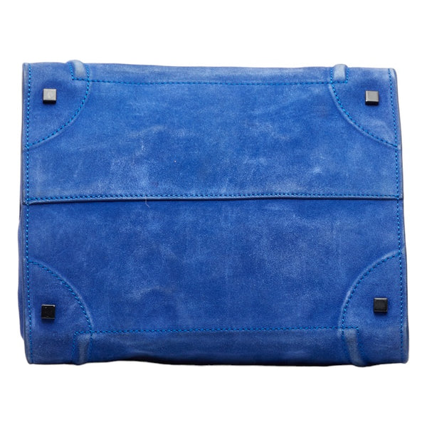 セリーヌ ラゲージ ファントム ハンドバッグ ブルー スウェード レザー レディース CELINE 【中古】