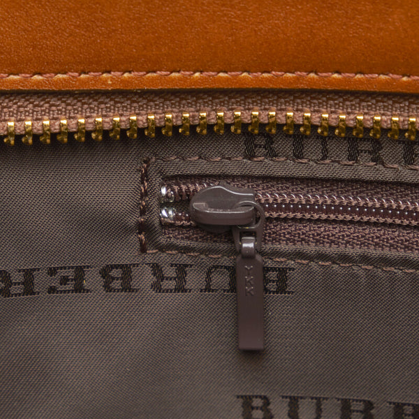 バーバリー ノバチェック シャドーホース ハンドバッグ トートバッグ ベージュ ブラウン キャンバス レザー レディース BURBERRY 【中古】