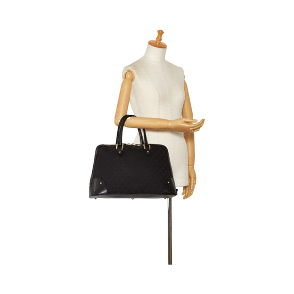 グッチ GGキャンバス ハンドバッグ トートバッグ 131024 ブラック キャンバス レザー レディース GUCCI 【中古】