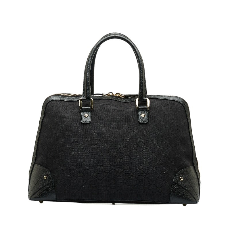 グッチ GGキャンバス ハンドバッグ トートバッグ 131024 ブラック キャンバス レザー レディース GUCCI 【中古】