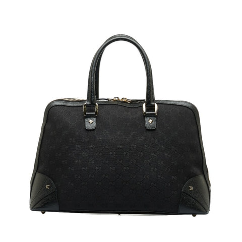 グッチ GGキャンバス ハンドバッグ トートバッグ 131024 ブラック キャンバス レザー レディース GUCCI 【中古】