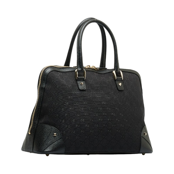 グッチ GGキャンバス ハンドバッグ トートバッグ 131024 ブラック キャンバス レザー レディース GUCCI 【中古】