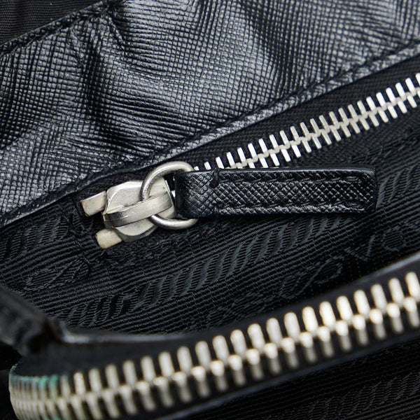 プラダ サフィアーノ シルバー金具 チェーン ハンドバッグ ショルダーバッグ ブラック ナイロン レザー レディース PRADA 【中古】