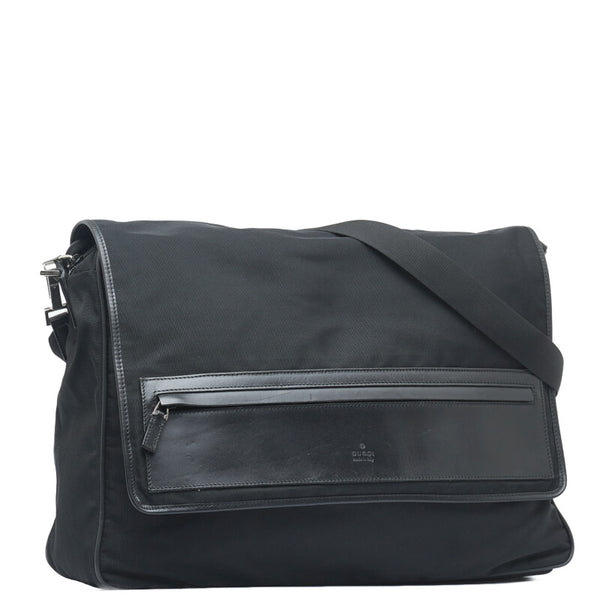 グッチ メッセンジャーバッグ 斜め掛け ショルダーバッグ 019 0376 ブラック ナイロン レザー メンズ GUCCI 【中古】