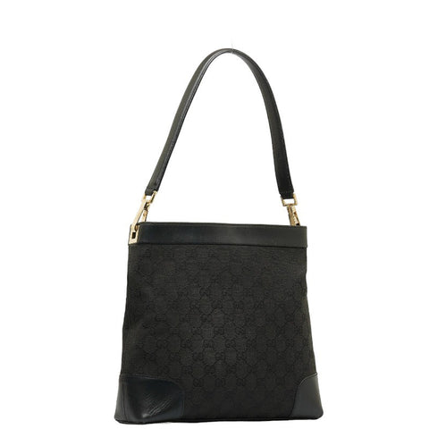 グッチ GGキャンバス ゴールド金具 ワンショルダーバッグ 001 4231 ブラック キャンバス レザー レディース GUCCI 【中古】
