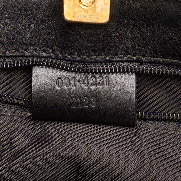 グッチ GGキャンバス ゴールド金具 ワンショルダーバッグ 001 4231 ブラック キャンバス レザー レディース GUCCI 【中古】