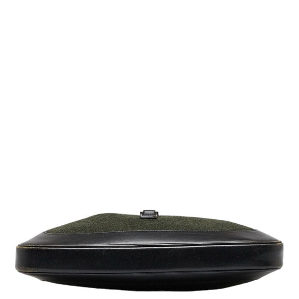 グッチ ジャッキー ハンドバッグ ワンショルダーバッグ 001 3306 カーキ ブラック ウール レザー レディース GUCCI 【中古】