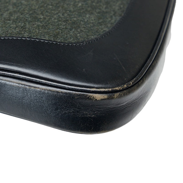 グッチ ジャッキー ハンドバッグ ワンショルダーバッグ 001 3306 カーキ ブラック ウール レザー レディース GUCCI 【中古】