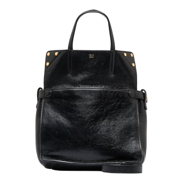 フェンディ フリップ スモール ハンドバッグ ショルダーバッグ 2WAY 8BT302 ブラック ブラウン レザー レディース FENDI 【中古】