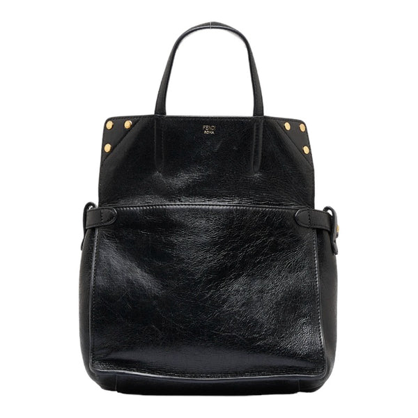 フェンディ フリップ スモール ハンドバッグ ショルダーバッグ 2WAY 8BT302 ブラック ブラウン レザー レディース FENDI 【中古】