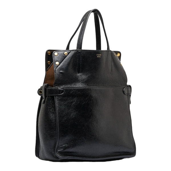 フェンディ フリップ スモール ハンドバッグ ショルダーバッグ 2WAY 8BT302 ブラック ブラウン レザー レディース FENDI 【中古】