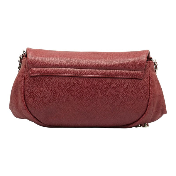 シャネル ココマーク ハーフムーン チェーンショルダーバッグ ワインレッド レッド キャビアスキン レディース CHANEL 【中古】