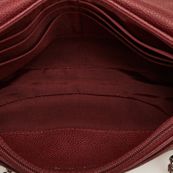 シャネル ココマーク ハーフムーン チェーンショルダーバッグ ワインレッド レッド キャビアスキン レディース CHANEL 【中古】