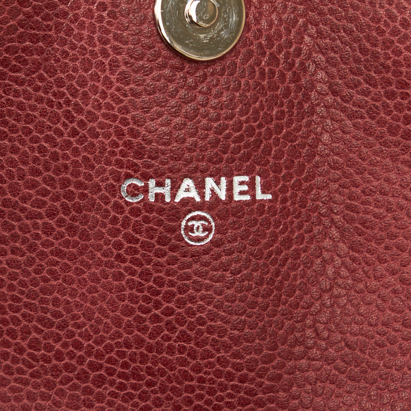 シャネル ココマーク ハーフムーン チェーンショルダーバッグ ワインレッド レッド キャビアスキン レディース CHANEL 【中古】