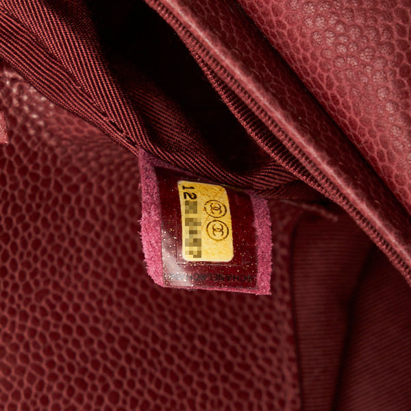 シャネル ココマーク ハーフムーン チェーンショルダーバッグ ワインレッド レッド キャビアスキン レディース CHANEL 【中古】