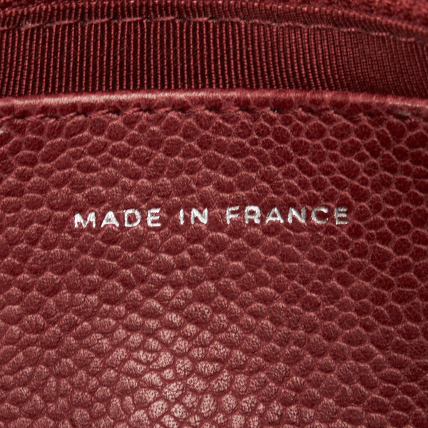 シャネル ココマーク ハーフムーン チェーンショルダーバッグ ワインレッド レッド キャビアスキン レディース CHANEL 【中古】