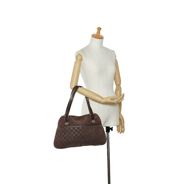 グッチ GG柄 ハンドバッグ ショルダーバッグ 163288 ブラウン レザー スエード レディース GUCCI 【中古】