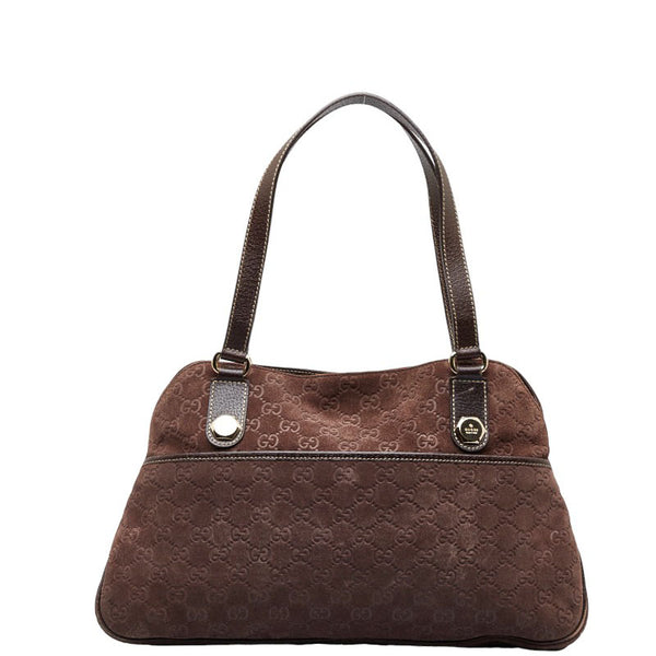 グッチ GG柄 ハンドバッグ ショルダーバッグ 163288 ブラウン レザー スエード レディース GUCCI 【中古】